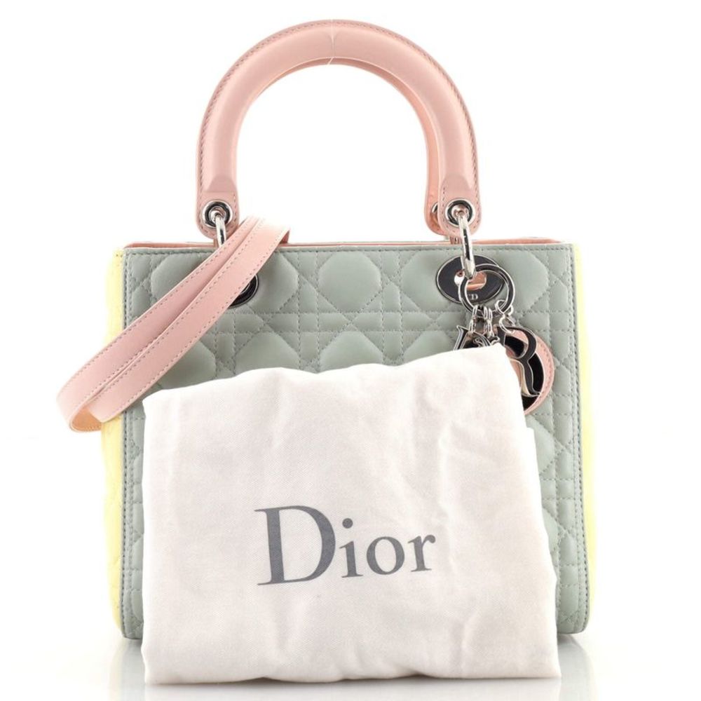 Christian Dior Tricolor Lady Dior Bag Cannage Quilt Leather Medium - Picture 2 of 7